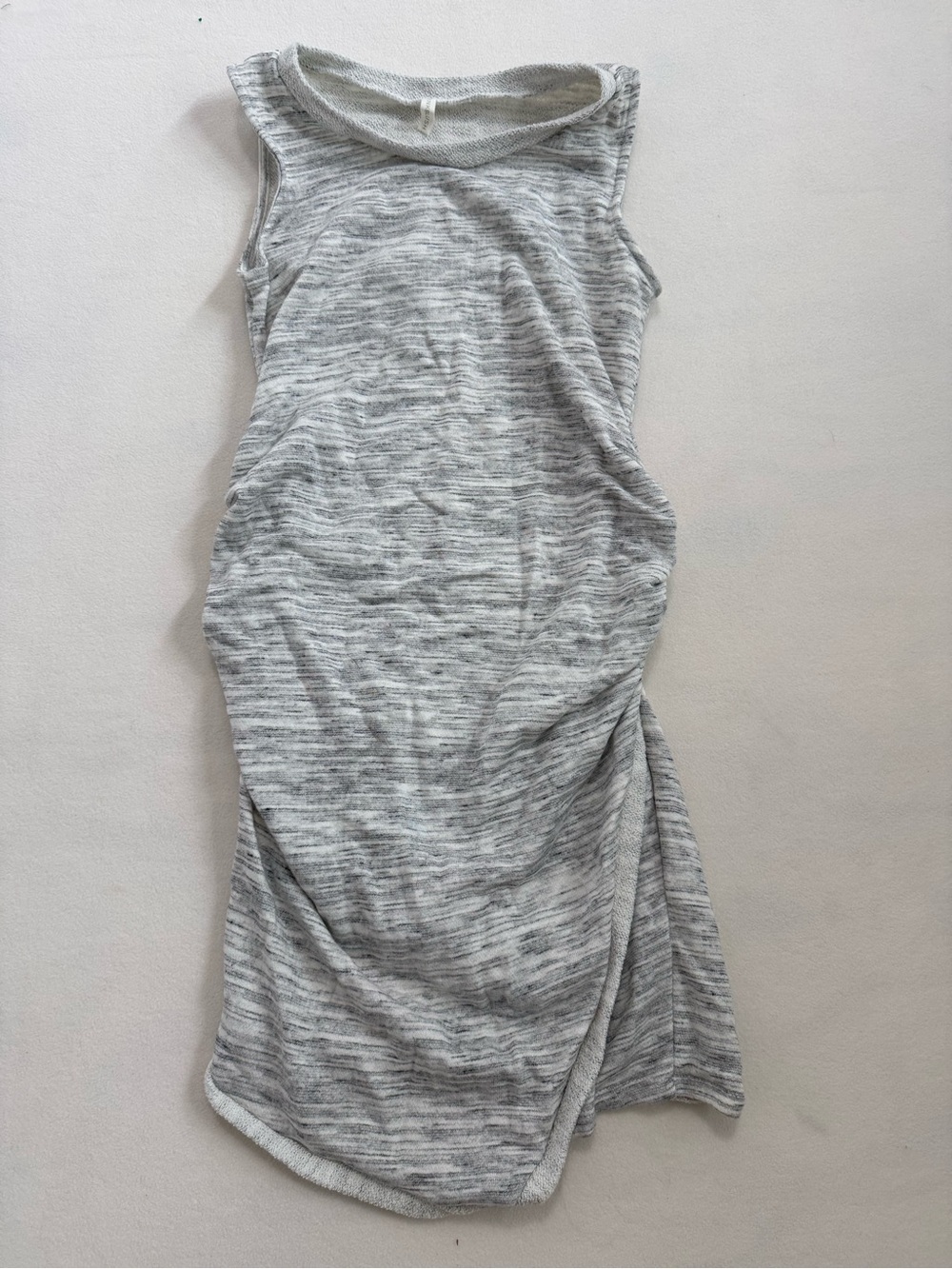 Pink blush maternity Sleeveless Gray Marled Terry Cloth Tank Dress